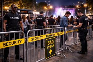 Event entrance with security measures